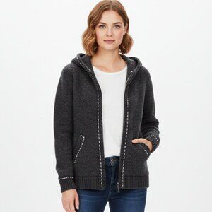 Balta Wool Zip Hoodie Sweater | Hand Knit Fleece Lined | Small